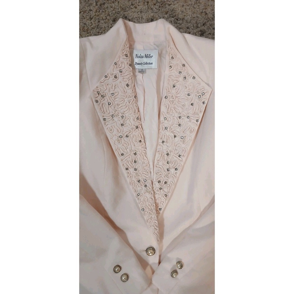 Nolan Miller Dynasty Collection Pink Power Suit Skirt 80s Shoulder Pads Size 10
